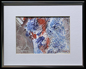 Patriot II is an original mixed media artwork by L K Steinbach. This abstract includes blue, red-orange, and white.