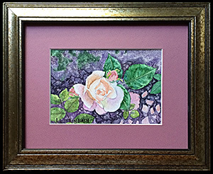 Garden Rose is an original watercolor painting by L.K. Steinbach. This painting was done from a photograph taken of a peach colored rose growing in my garden.