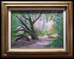 Thompson Arboretum, Arizona is an traditional landscape oil painting by Louise Steinbach.